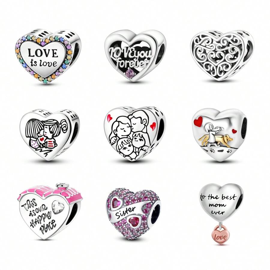 1入組鍍銀精品彩色立方氧化鋯貼片家庭快樂、永遠的姐妹情織帶手鍊/項鍊,適用於女性自製珠寶首飾,母親節禮物 - Girl Dog C467 - 查看 1