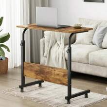 DlandHome 31.5inches Adjustable Mobile Bed Table Portable Laptop Computer Stand Desks With Rolling Wheels, Brown - 復古棕色 - 查看 1