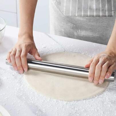 1 Rodillo De Acero Inoxidable, Herramienta Para Hornear, Rodillo De Masa Antiadherente Para Hornear Gomitas, Pizza, Tartas, Pasteles, Fideos, Masa, Galletas