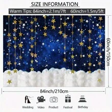 Twinkle Stars Birthday Party Backdrops For Cake Smash Photography Photographic Clouds Backgrounds For Photos Studio Shoots - Navy Blue - View 2