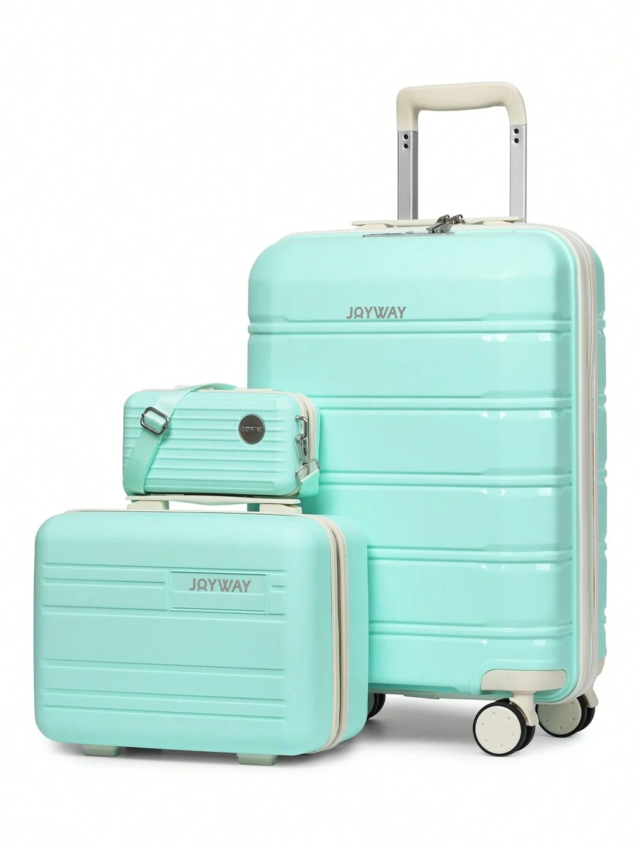 Joyway Luggage Carry-On Suitcases 20" Lightweight Polypropylene Carrying Case With TSA Lock,Rigid Luggage With Swivel Wheels,14" Cosmetic Bag & 7" Small Bag - 淺綠色 - 查看 1