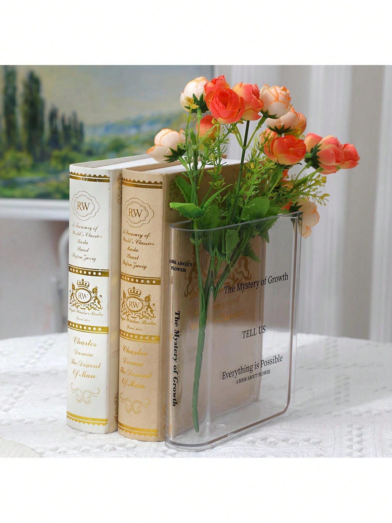 1pc Bookend Vase For Flowers Cute Bookshelf Decor Unique Vase For Book