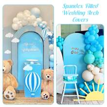 1pc Spandex Wedding Arch Cover, 2-Sided Fitted Round Top Chiara Backdrop Stand Covers For Wedding Birthday Party Shower Banquet Arch Decoration - 藍色 - 查看 10
