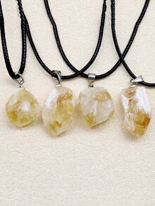 1 Piece Asymmetrical Natural Quartz Crystal Citrine Necklace Pendant Jewelry - Multicolor - View 5