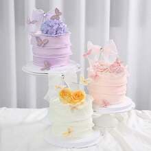 5 Juegos De Decoración Para Pasteles Con Temática De Mariposas En Colores Rosa Y Morado Para La Mesa De Postres De Fiesta De Cumpleaños Con 5 Púas/tapas Por Juego - Blanco - Ver 2