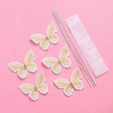5 Juegos De Decoración Para Pasteles Con Temática De Mariposas En Colores Rosa Y Morado Para La Mesa De Postres De Fiesta De Cumpleaños Con 5 Púas/tapas Por Juego - Blanco - Ver 1