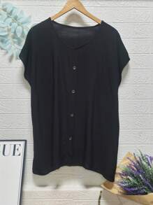 Plus Size Women Tops - 黑色 - 查看 1