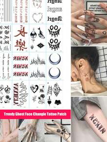 Kit Temporal De Tatuajes Con 20 Piezas Y Letras Inglesas Para Tatuajes En El Brazo, Pecho Y Cara - Multicolor - Ver 1