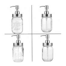LAOPAO 1pc Mason Jar Style Glass Soap Dispenser Bottle With Press-Type Stainless Steel Pump For Shampoo, Soap, Lotion, Conditioner, 500ml - Silver - View 8
