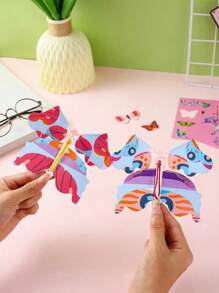 1pc Diy Flying Butterfly Toy, With Mechanical Device, Can Be Placed In Books And Play Magic Discs, Intellectual Development Toy For Kids, No Scissors Needed For Paper Folding, Color Random - Multicolor - View 6