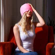 1个可重复使用、无异味、缓解压力和紧张的全包裹式帽子，可冰敷、热敷睡眠帽 - 彩色 - 查看 3