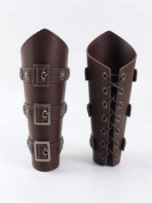 2pcs Rivet Decorative Wrist Braces PU Leather Medieval Viking Arm Guards For Renaissance Faire LARP Cosplay Props - Brown - View 11