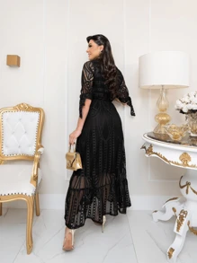 Vestido Feminino Malha Chevvron Verão Elegante Festas Cordão