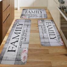 1pc New Wood Grain Letter Pattern Kitchen Rug, Modern Simple Non-Slip Absorbent Water Dry Kitchen Mat. Machine Washable Kitchen Floor Mat, Oil-Absorbing Anti-Fatigue Kitchen Rug. Suitable For Kitchen, Sink, Indoor Entrance - Multicolor - View 1