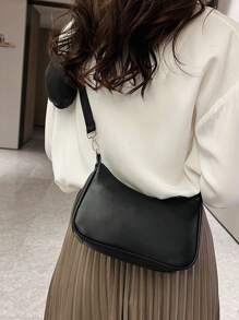 Women's Solid Color Casual Fashion Crossbody Bag Suitable For Daily Outings - Black - View 3