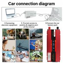 3000w 汽車電源逆變器瓦直流 12v 24v 至交流 110v 校正正弦波轉換器,太陽能逆變器 - 黑色 - 查看 6