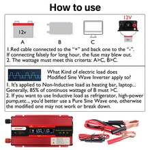 3000w 汽車電源逆變器瓦直流 12v 24v 至交流 110v 校正正弦波轉換器,太陽能逆變器 - 黑色 - 查看 7