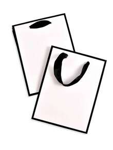 5入組白色禮品包裝紙袋,附手把,適用於手工藝品、雜貨、購物、生日派對、婚禮接待、零售包裝袋 - 黑與白 - 查看 4