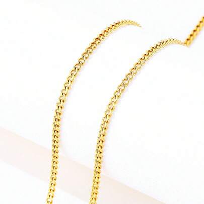 ZG YING ZHOU ZGYZ 1 pieza Collar de eslabón cubano de acero inoxidable chapado en oro de 18K con alto brillo, collar colgante versátil unisex, regalo de boda y fiesta
