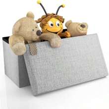 Baúl Banca Almacenamiento Plegable Otomano Zapatera Taburete - Gris - Ver 5