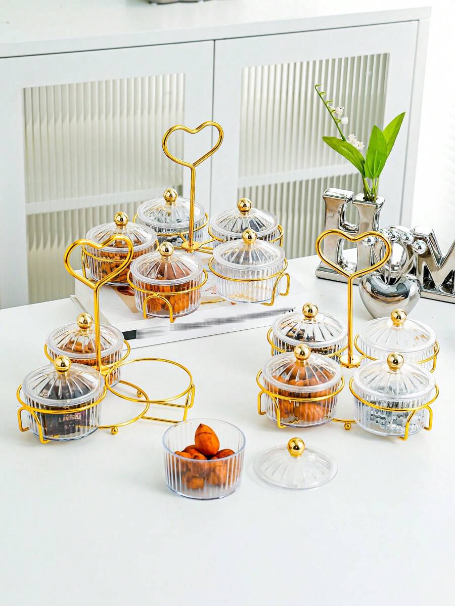 Heart Shaped Handle Snack Plate With Divided Sections For Home, Living