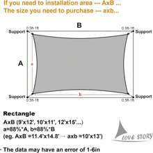 LOVE STORY Custom Size Sun Shade Sail Canopy Commercial Rectangle Sail Shade Fabric For Patio Garden Backyard Pool (Customized) - Màu Khaki - Xem 3