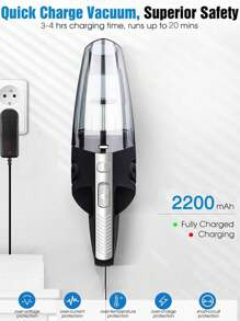 1pc Black Wireless Car Vacuum Cleaner, High Suction Power Handheld Cordless Vacuum Cleaner For Home Use - Black - View 5