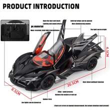 1盒裝1:24阿波羅合金模型,可拉回發聲發光模擬運動汽車模型收藏擺件 - 黑色 - 查看 4