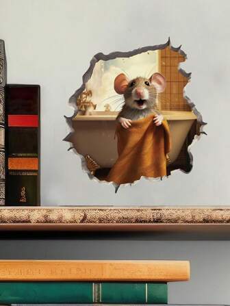 mama look 1sheet Cartoon Mouse Shaped Self-Adhesive Wall Sticker For Home Decoration, Living Room, Stairs, Etc., Stickers, Wall Decal, Vinyl Decal For Home Decorations, Spring Decoration Items Refresh Your Home, Festival Decoration Stickers Gifts Birthday Graduation