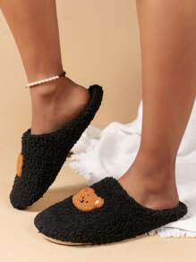 Zapatillas de dormitorio con bordado de dibujos animados - Negro - Ver 3