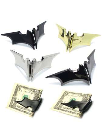 Pequeño clip para billetes con forma de murciélago, creativo clip para billetes de papel con forma de murciélago, de acero inoxidable, de metal, para tarjetas de visita, para hombre