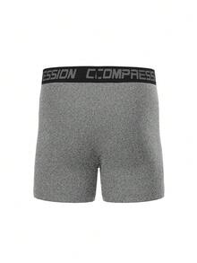 4pcs/Set Men's Sports Stretchy Breathable Boxer Briefs, Quick-Drying Running Training Cool Swim Trunks Compression Tights - Black and White - View 4