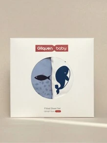 GLLQUEN BABY 2 件装婴儿床单，男女通用，适合婴幼儿，超柔软微纤维材质，尺寸 47x24x6 英寸，通过 Oeko-Tex 认证 - 鯨魚 - 查看 8