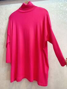 Plus Size Sweaters - Sıcak Pembe - Görünüm 2
