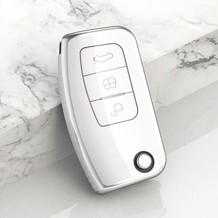 TPU Car Key Covers, Suitable For Focus 2 Sport, Escape, Escape, Falcon, B-Max, C-Max Sport, And Galaxy Series Key Covers/Stands. - White - View 1