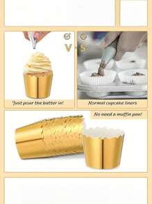 12 Stücke verdickte Spitzenfolien Cupcake Backförmchen aus Goldfolie, Einwegpudding- und Dessertbehälter, geeignet für Brot, Kuchen, Torte, Picknick, Mahlzeit, Dessert und Partys sowie Hausbacken