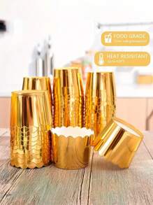 12 Stücke verdickte Spitzenfolien Cupcake Backförmchen aus Goldfolie, Einwegpudding- und Dessertbehälter, geeignet für Brot, Kuchen, Torte, Picknick, Mahlzeit, Dessert und Partys sowie Hausbacken