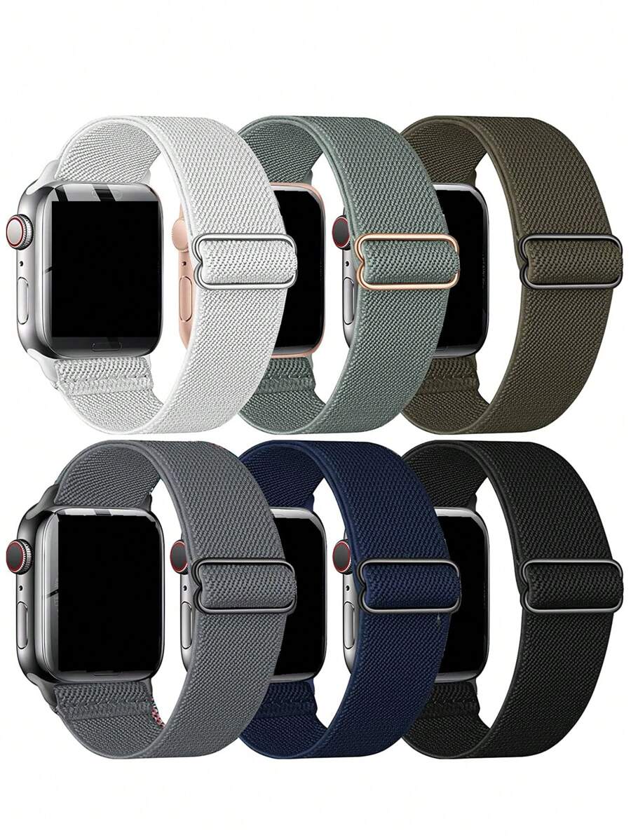 Bộ 6 dây đeo đồng hồ dệt đơn, tương thích với Apple Watch Ultra 38mm 40mm 41mm 42mm 46mm 44mm 45mm 49mm, unisex; Dây đeo đồng hồ co giãn nylon đa năng 18mm 20mm 22mm, tương thích với Samsung Galaxy Watch/ Watch/Garmin Watch/Amazfit Watch/ Watch/Redmi Watch; Dây đeo đồng hồ thể thao nylon mềm mại, thoáng khí, có thể điều chỉnh, tương thích với Fitbit Versa2 Versa3 Versa4 - Nhiều màu - Xem 1
