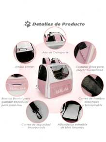 Mochila Transportadora Para Mascotas. Transportin de Viaje Portátil para Gatos con Diseño de Cápsula Espacial - Azul - Ver 4