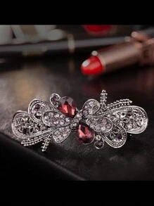 1pc Dark Color Spring Clip Hair Clip For Women, Zinc Alloy, Fashionable & Elegant Hair Accessory With Rhinestone, Adult Women, Simple & Anti-Slip Hairpin, Suitable For Parties, Shopping & Commuting Boho, School Stuff, Looks Of Party, Hair Accessories - Multicolor - View 7