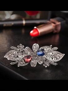 1pc Dark Color Spring Clip Hair Clip For Women, Zinc Alloy, Fashionable & Elegant Hair Accessory With Rhinestone, Adult Women, Simple & Anti-Slip Hairpin, Suitable For Parties, Shopping & Commuting Boho, School Stuff, Looks Of Party, Hair Accessories - Multicolor - View 5