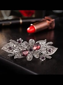 1pc Dark Color Spring Clip Hair Clip For Women, Zinc Alloy, Fashionable & Elegant Hair Accessory With Rhinestone, Adult Women, Simple & Anti-Slip Hairpin, Suitable For Parties, Shopping & Commuting Boho, School Stuff, Looks Of Party, Hair Accessories - Multicolor - View 6