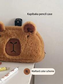 1 Miếng Capybara Sang trọng Hộp bút Phim hoạt hình dễ thương Văn phòng phẩm Túi bảo quản Dung lượng lớn Bút Hộp - màu nâu - Xem 4