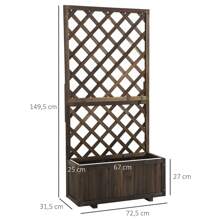 Outsunny Jardinière avec Treillis - bac à Fleurs - jardinière sur Pied - dim. 72,5L x 31,5l x 149,5H cm Inserts d'irrigation Inclus Bois Sapin traité carbonisation