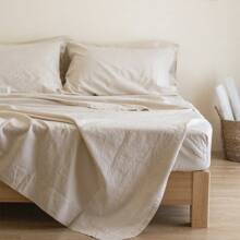 Simple&Opulence 6pcs Belgian Linen Sheet Set 30% Flax 70% Cotton Solid Color - 6 Pieces (1 Flat Sheet & 1 Fitted Sheet & 4 Pillowcases) 16" Deep Pocket Natural Flax Cotton Blended Soft Bedding Set For All Season - מצעים - ראה 10