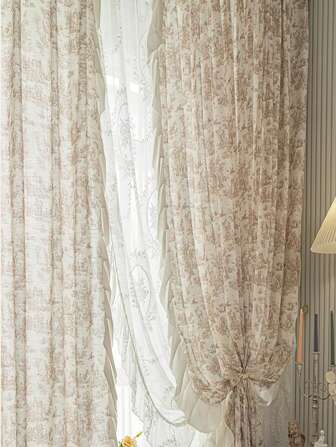 1片巴洛克風格浪漫法式提花窗簾,適用於臥室和家庭,日常約會豪華重工簾,隔熱和防曬,僅窗簾,不含紗簾