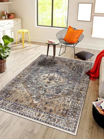 1入浪漫波西米亞復古風樣式地毯,以聚酯纖維製成,易於清潔和洗滌,適用於客廳、走廊、床邊、臥室、辦公室、廚房、農村家居裝飾