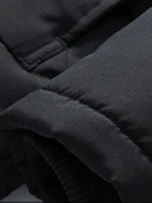 男士加厚保暖保暖内衬连帽棉服秋冬季健身服男 - 黑色 - 查看 6