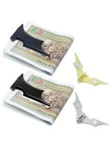 Pequeño clip para billetes con forma de murciélago, creativo clip para billetes de papel con forma de murciélago, de acero inoxidable, de metal, para tarjetas de visita, para hombre