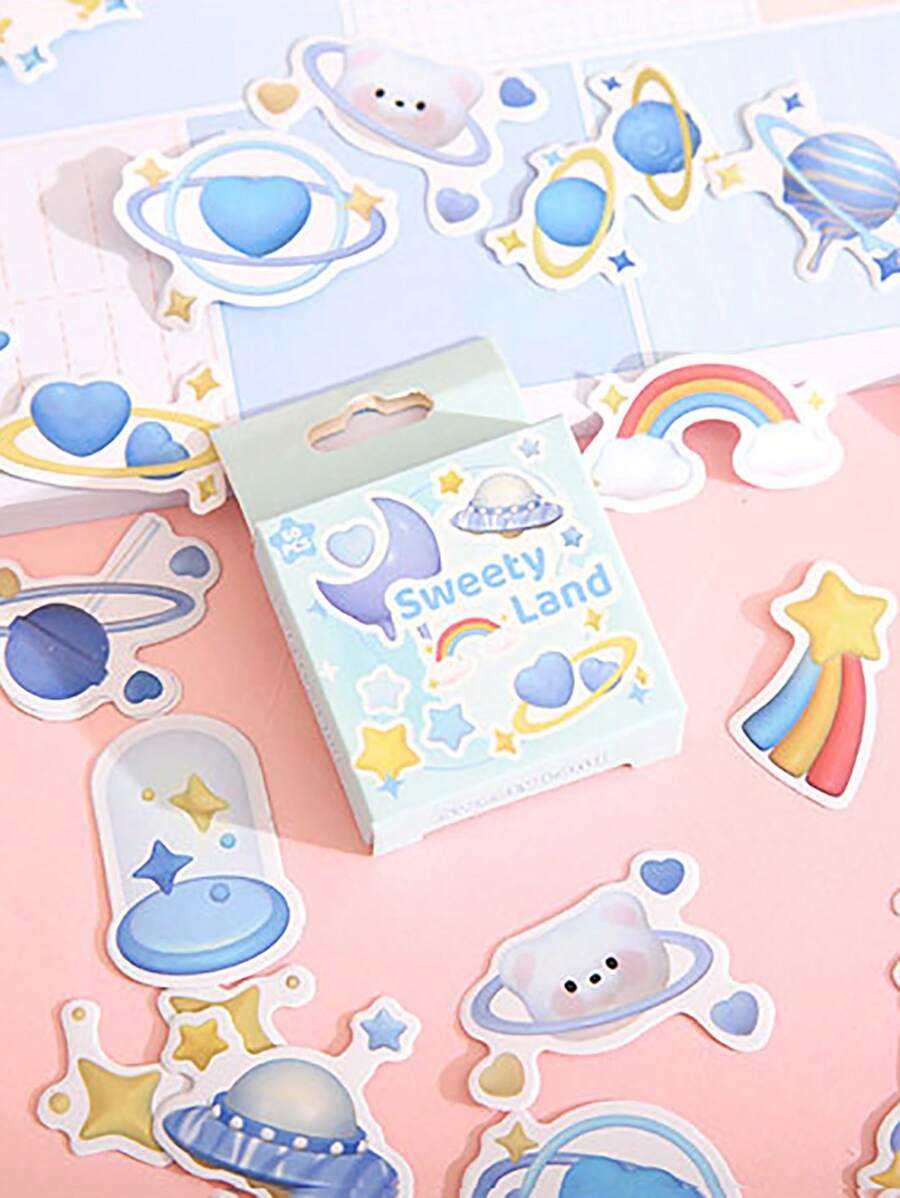 50pcs Soft Candy Land Series Cartoon Shaped Stickers Set For Scrapbooking, Journals And Packaging Sealing